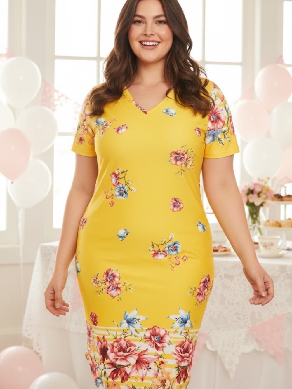 NWT Women's Plus Size Short Sleeve Floral Sheath Dress